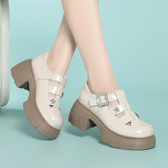 Damen Modische Plateau-Schuhe mit dekorativem Schnallen-Detail EB