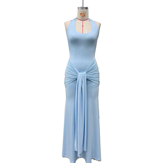 Damen Maxikleid mit elegantem Halterneck und raffinierten Drapierungen EB