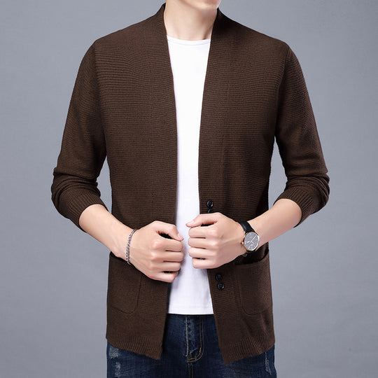 Herren Strickjacke mit lässigem Schalkragen und aufgesetzten Taschen EB