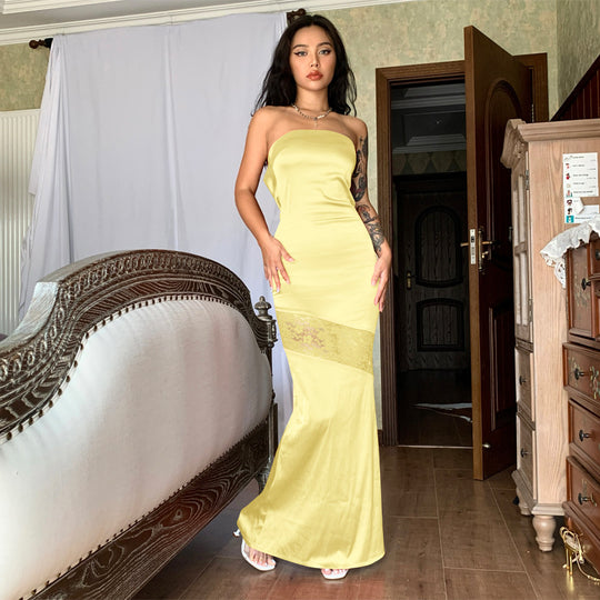 Damen Elegantes Abendkleid mit transparenten Einsätzen EB