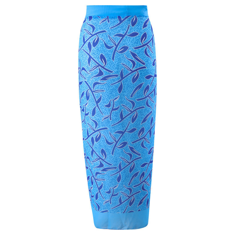 Damen Einteiler Badeanzug mit asymmetrischem Schnitt und farbenfrohem Wickelrock EB