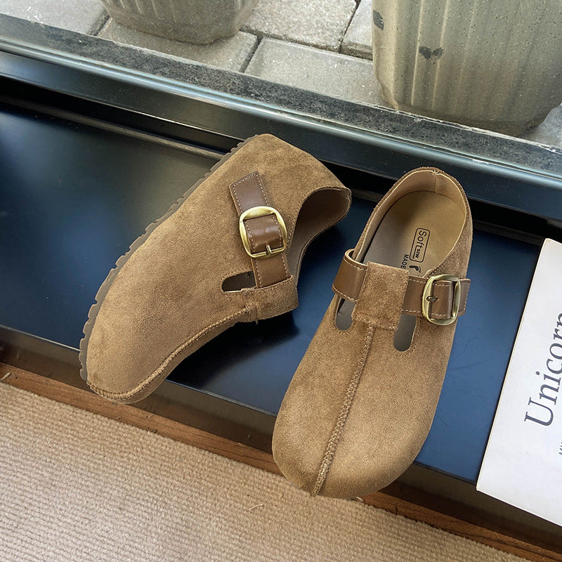 Damen bequeme Clogs mit verstellbarer Schnalle und weichem Obermaterial EB