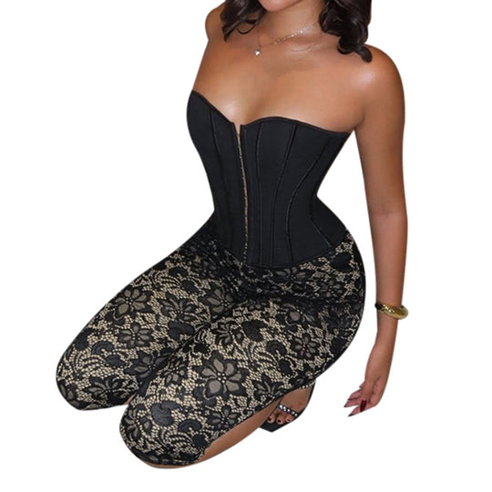 Damen Corsagen-Overall mit floralen Spitzendetails EB