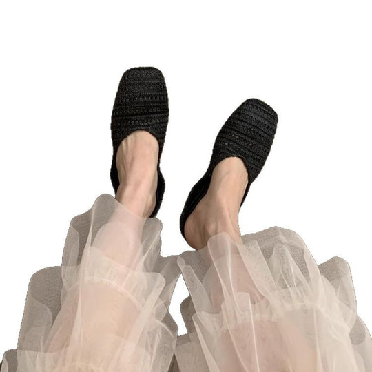 Damen luftige Sommer Slipper mit handgearbeiteter Häkelstruktur EB