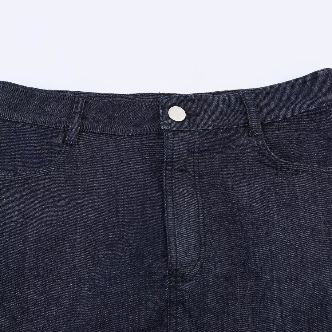 Damen Jeansrock mit eleganter Spitze und Knopfdetails EB