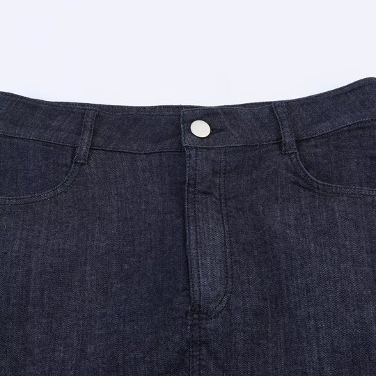 Damen Jeansrock mit eleganter Spitze und Knopfdetails EB