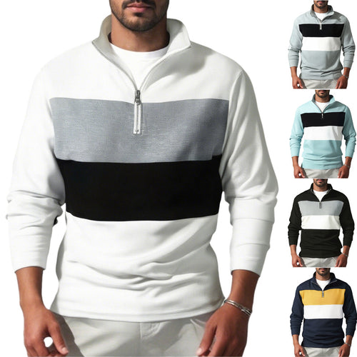 Herren sportlicher Pullover mit Stehkragen und Reißverschluss EB