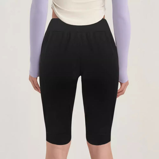 Damen Sportliche Capri-Hosen mit elastischem Bund und praktischen Seitentaschen EB
