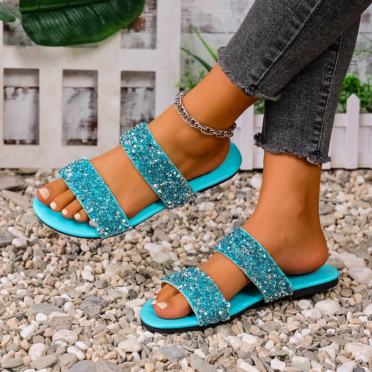 Damen Glamouröse Riemensandalen mit funkelnden Akzenten und weichem Fußbett EB