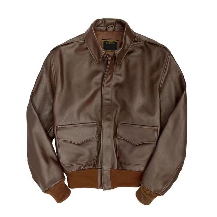 Herren Flugjacke aus hochwertigem Lammleder mit praktischen Taschen und elastischem Bündchen EB