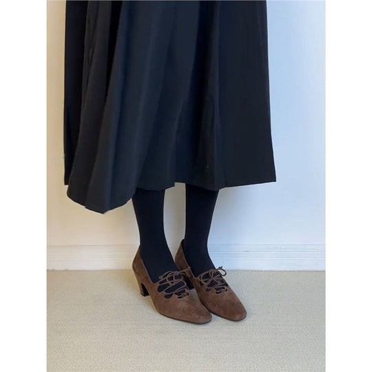 Damen elegante Schnürpumps mit modischem Riemchen-Design EB