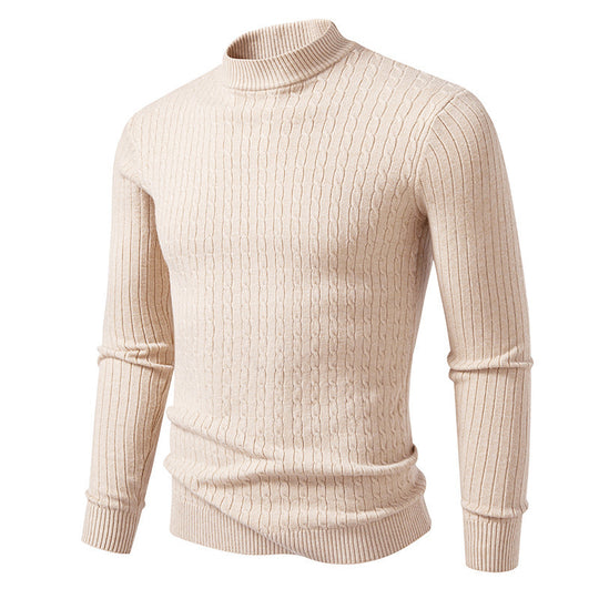 Herren Rollkragenpullover mit strukturiertem Zopfmuster und bequemem Schnitt EB