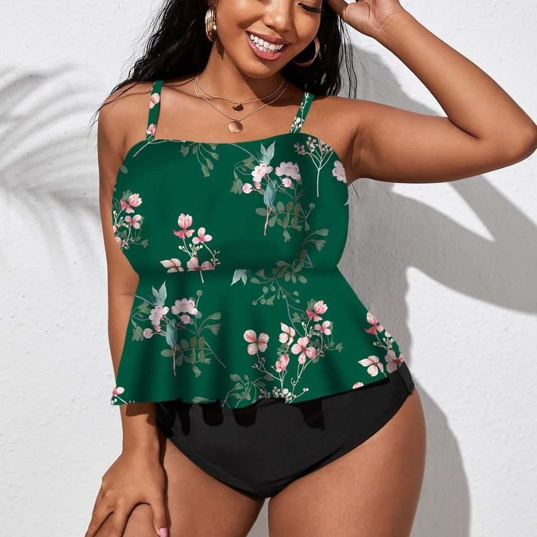 Damen Tankini mit schwingendem Rock und floralem Design EB