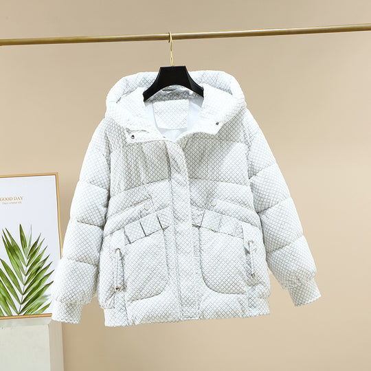 Damen Modische leichte Pufferjacke mit praktischen Taschen und Kapuze EB