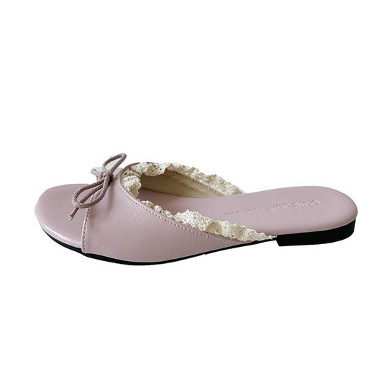Damen elegante Mules mit Rüschenverzierung EB