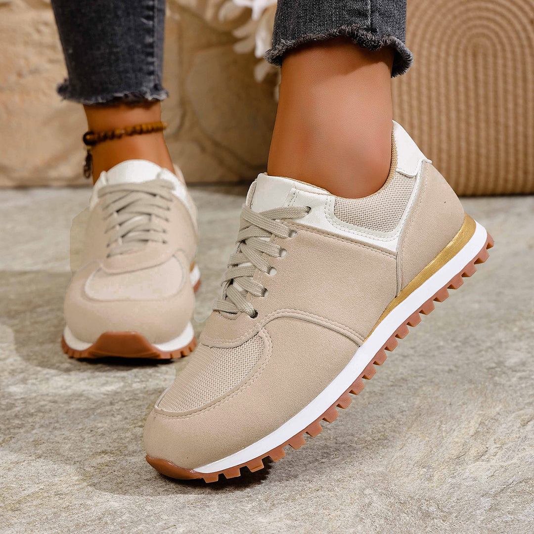 Damen leichte Retro-Lauf- und Freizeitsneaker mit gepolstertem Komfortfußbett und griffiger Profilsohle EB