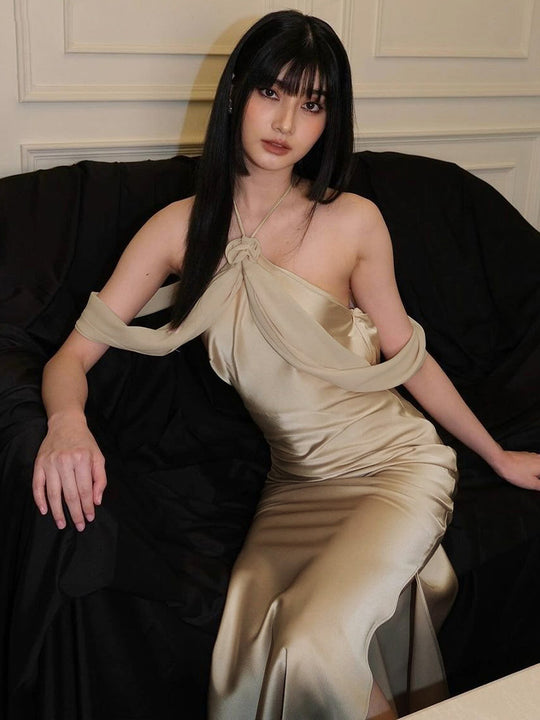 Damen Elegantes Maxikleid mit romantischem Wickel-Design und glamourösem Schnitt EB