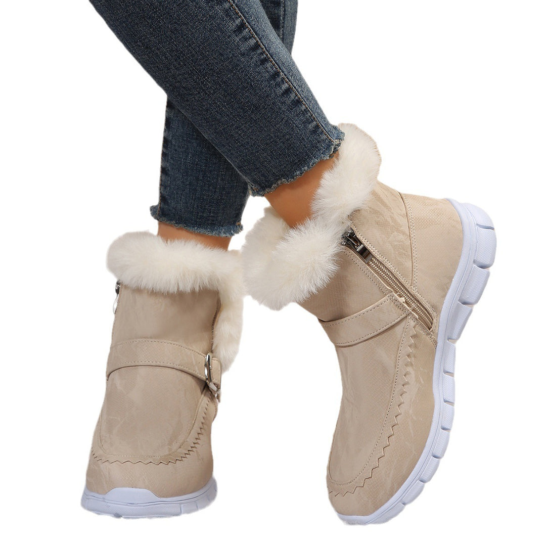 Damen Komfortable Winterstiefel mit modischer Kunstfellverzierung EB