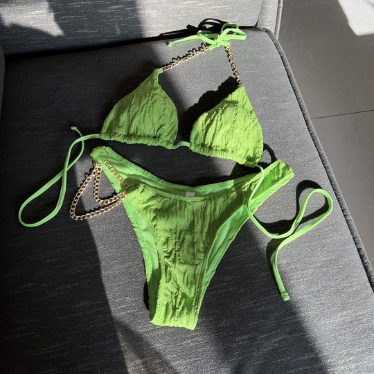 Damen Triangel-Bikini mit modischen Kettenakzenten EB
