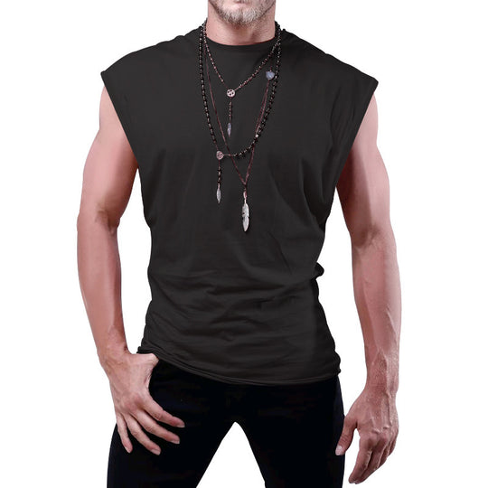 Herren nan tailliertes ärmelloses Muskelshirt aus Baumwollmix mit breiten Schulterpartien EB