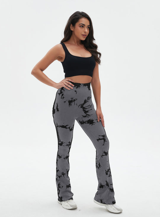 Damen Sportliche Weitbein-Trainingshose mit modischem Tie-Dye-Muster EB