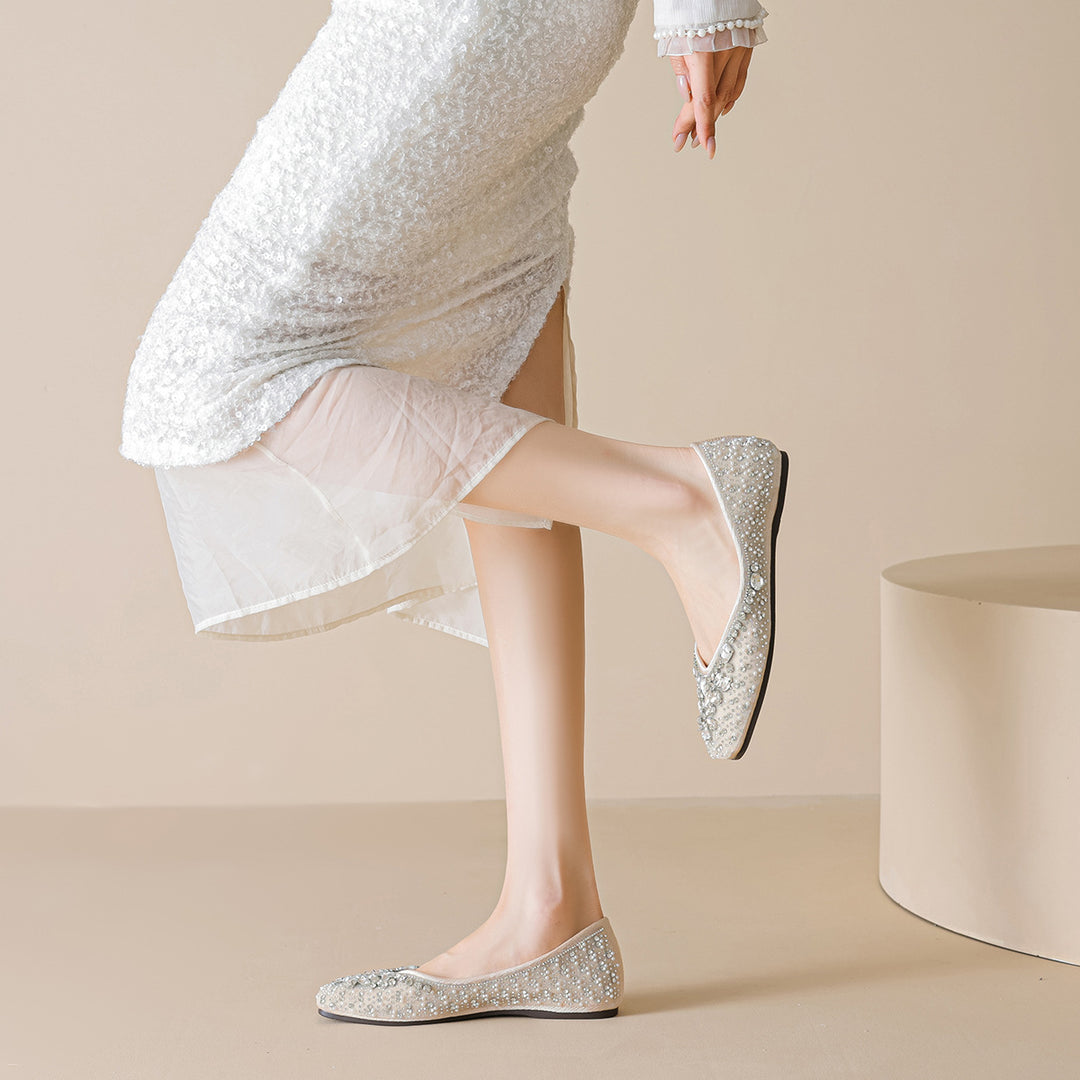 Damen Ballerinas mit funkelndem Strass und eleganter Verzierung EB