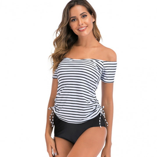 Damen Off-Shoulder Badeoberteil mit hohem Bund EB