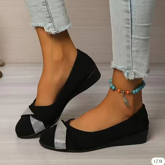 Damen Ballerinas mit funkelndem Schleifen-Detail EB