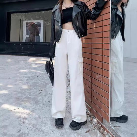 Damen Cargo-Hose mit weitem Bein und praktischen Taschen EB