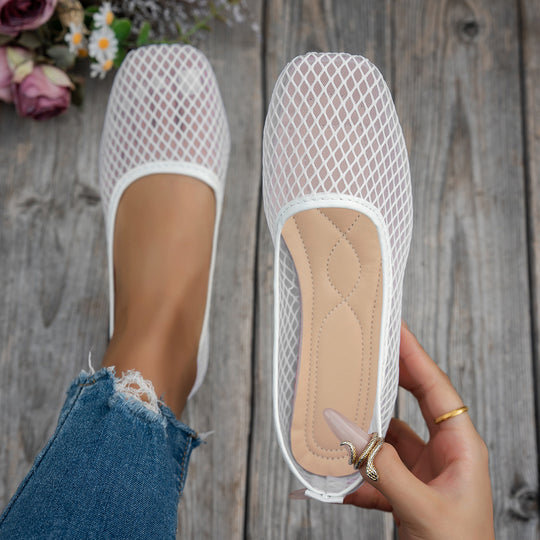 Damen atmungsaktive Slip-On Ballerinas mit flexiblem Netzdesign EB