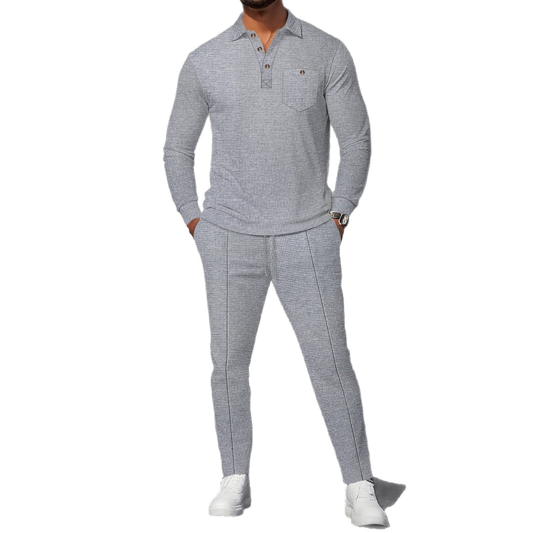 Herren eleganter Freizeitanzug mit strukturiertem Oberteil und modischen Hosen EB