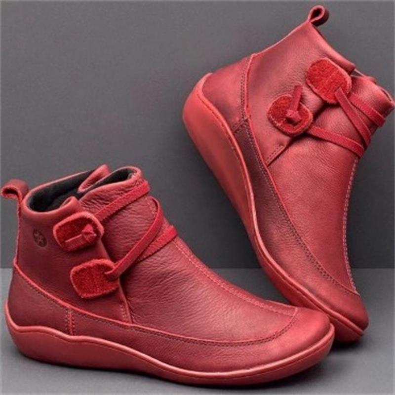 Damen elegante knöchelhohe Komfort-Stiefelette mit doppeltem Riemenverschluss und flexibler Leichtsohle EB