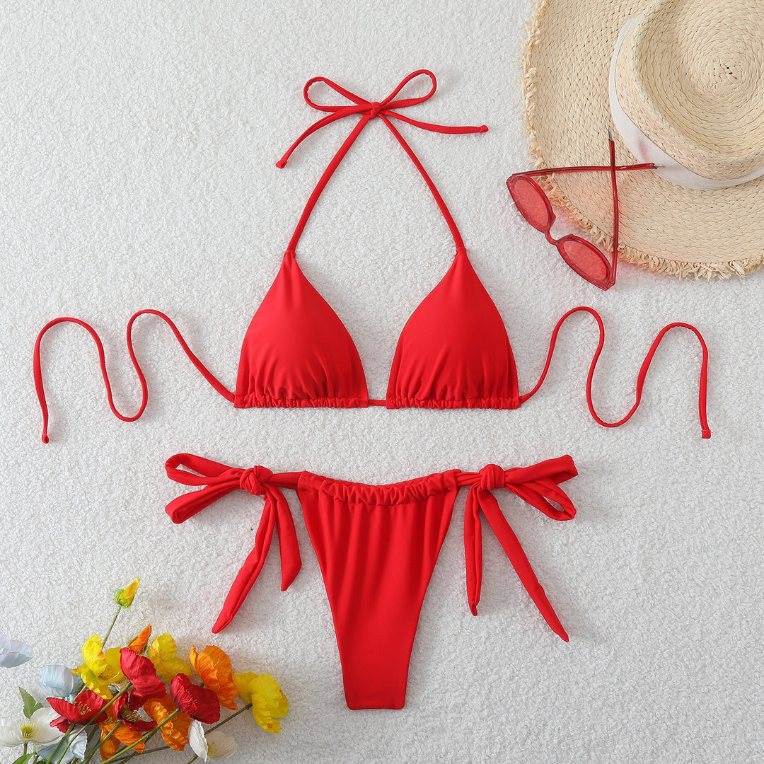Damen Triangel-Bikini mit modischen Bindebändern EB