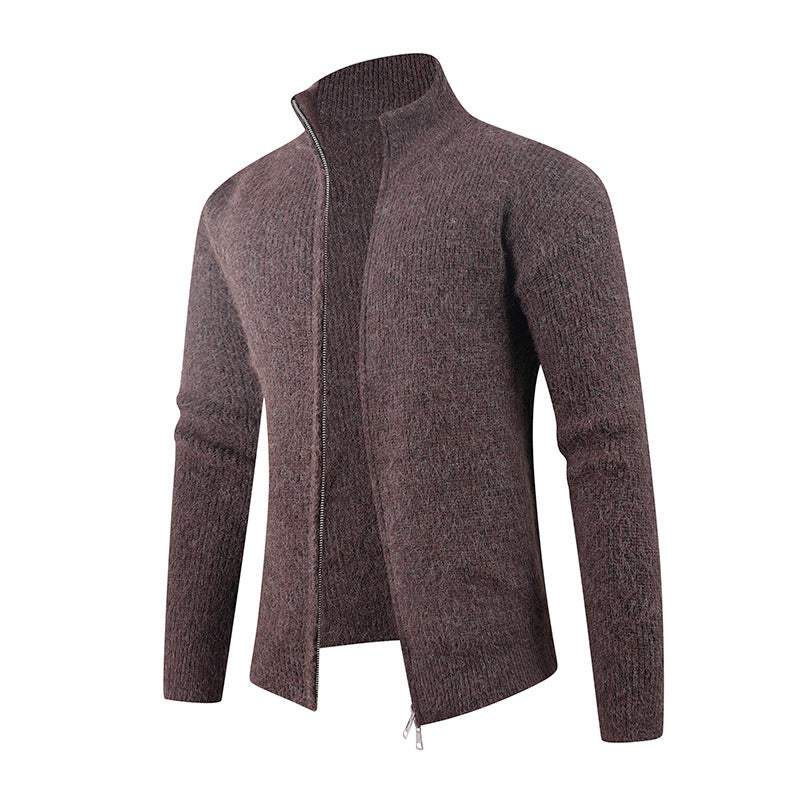 Herren Strickpullover mit modernem Reißverschluss und strukturierter Textur EB