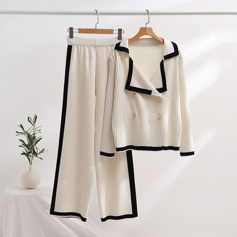 Damen elegantes Loungewear-Set mit Kontrastdetails EB