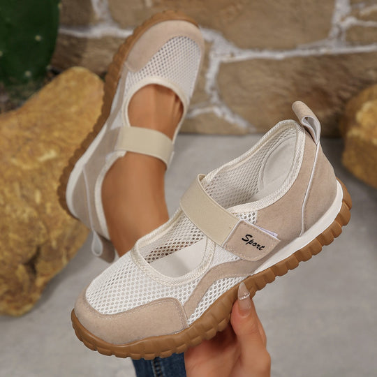 Damen Sportliche Sneakers mit atmungsaktivem Mesh-Obermaterial und flexiblem Klettverschluss EB