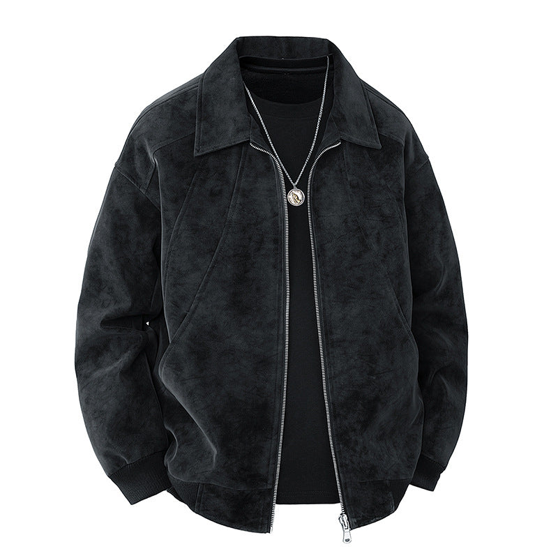 Herren elegante Wildlederjacke mit strukturiertem Schnitt EB