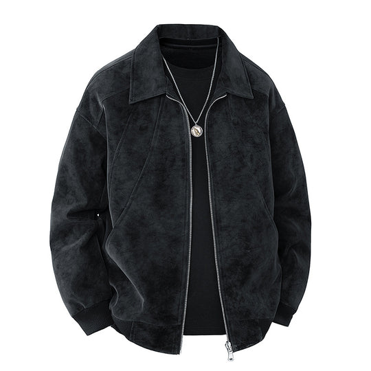 Herren elegante Wildlederjacke mit strukturiertem Schnitt EB