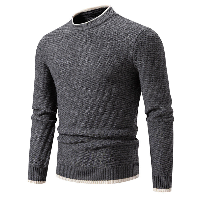 Herren strukturierter Pullover mit hochabschließendem Kragen EB