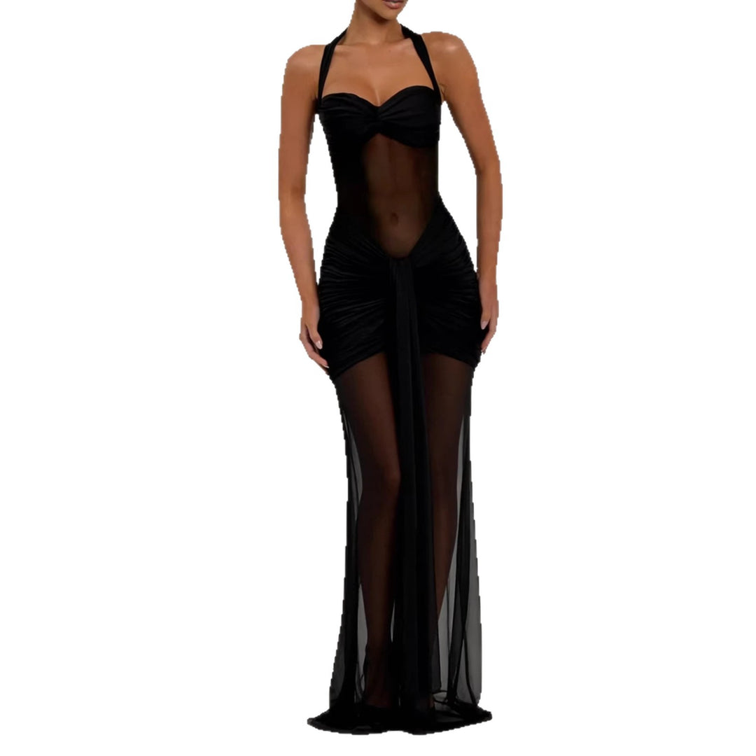 Damen elegantes Kleid im Bodycon-Stil mit raffiniertem Mesh-Einsatz EB