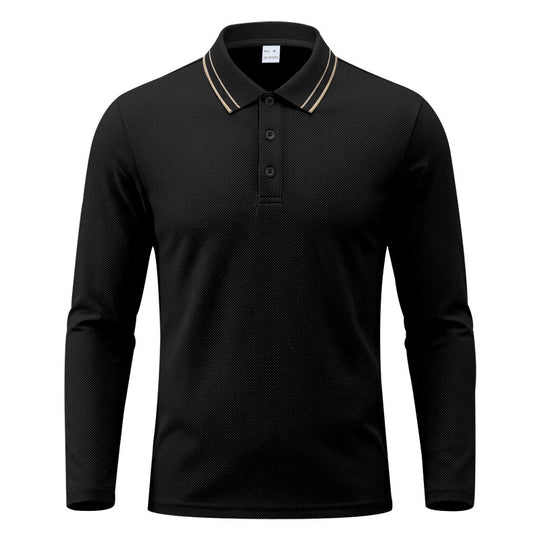 Herren nan langärmliges Piqué-Poloshirt mit Kontrastkragen und Dreiknopfleiste EB