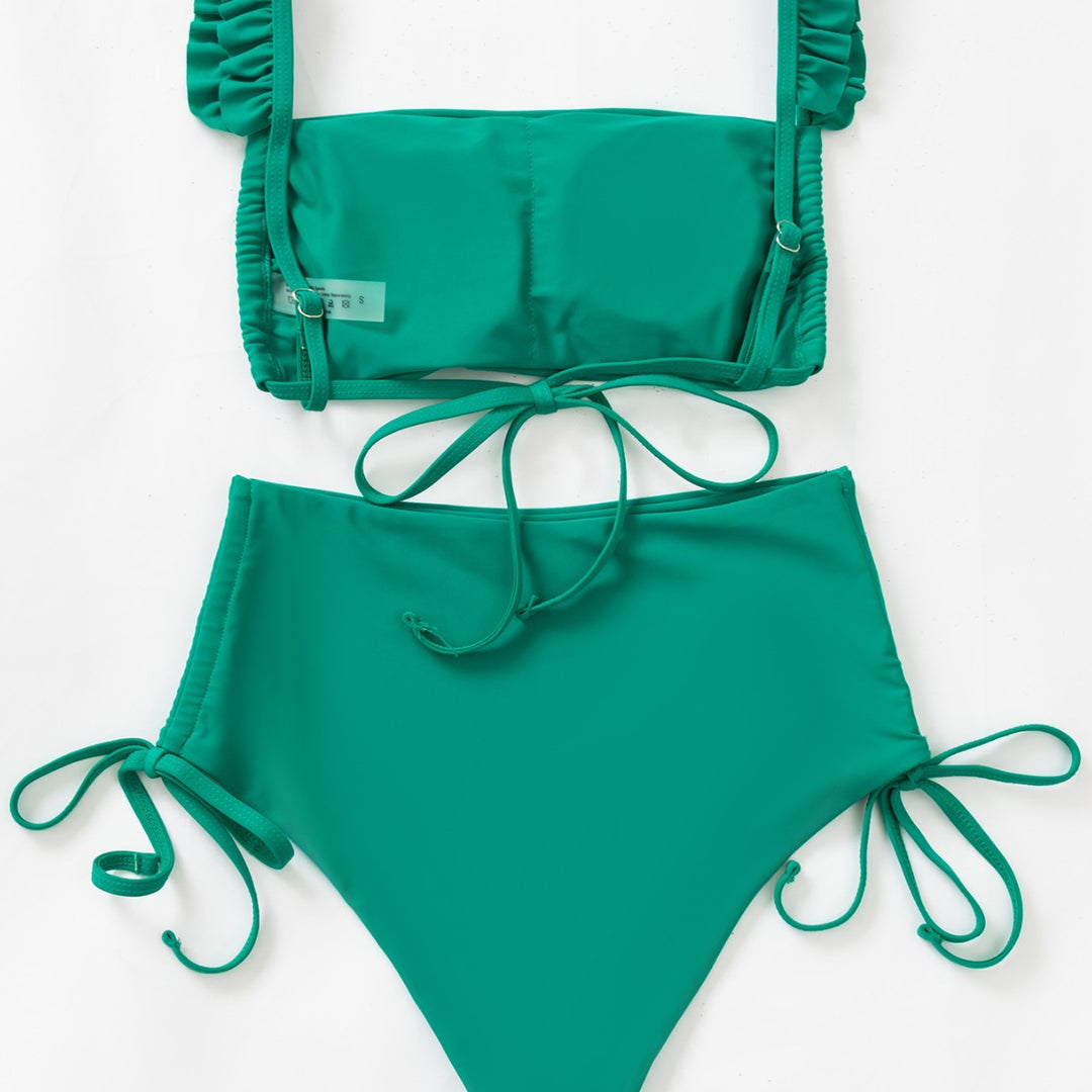 Damen Bandeau-Bikini mit verspielten Rüschen EB