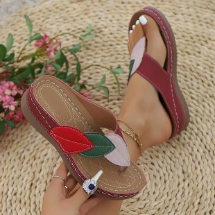 Damen Bequeme Zehentrenner-Sandalen mit floralem Detail EB