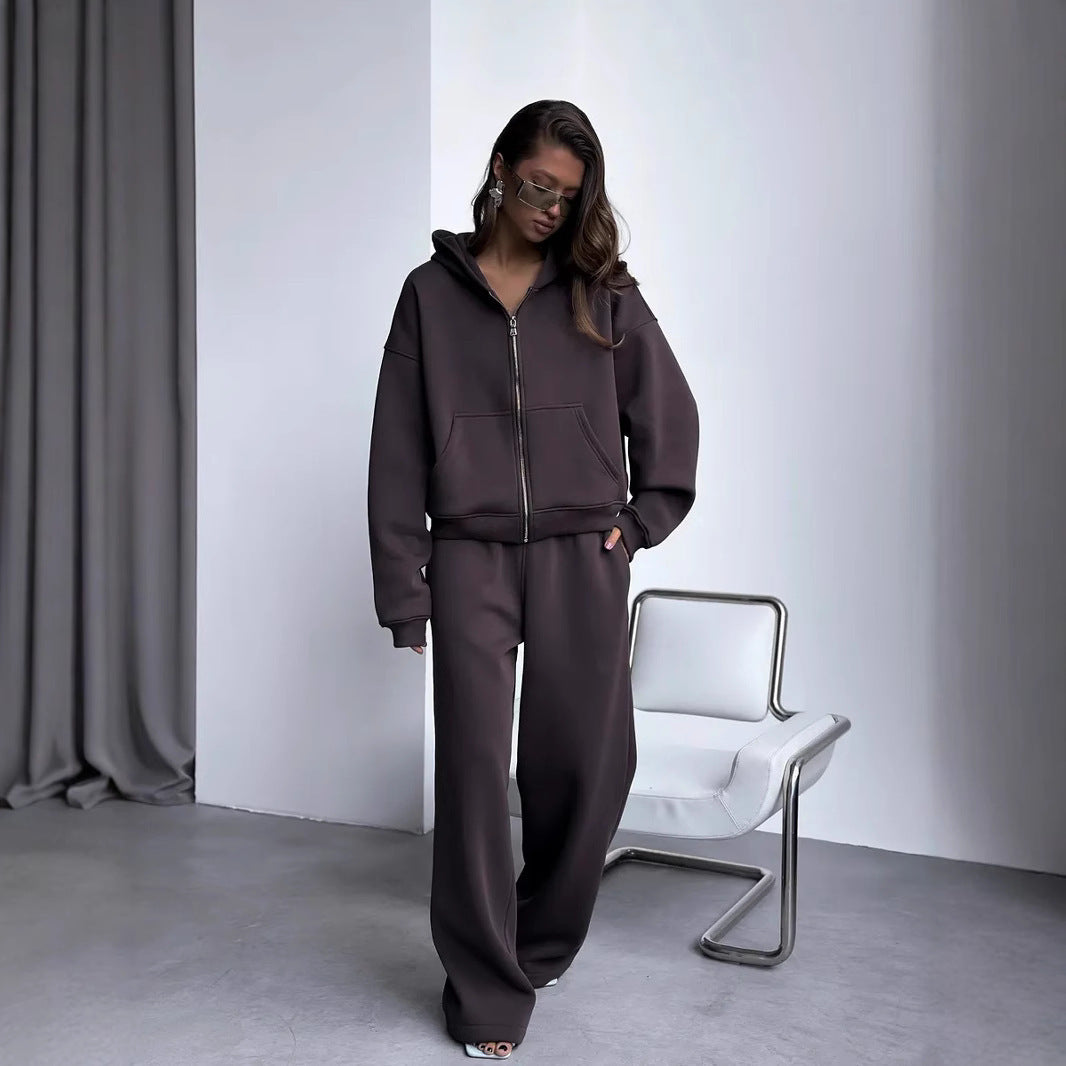 Damen Oversized Kapuzenjacke und Sweathose Set EB