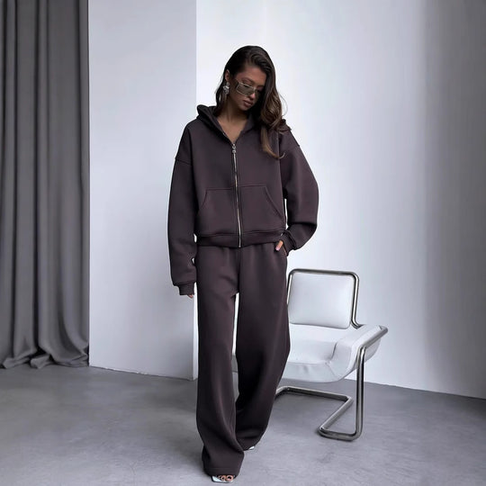 Damen Oversized Kapuzenjacke und Sweathose Set EB