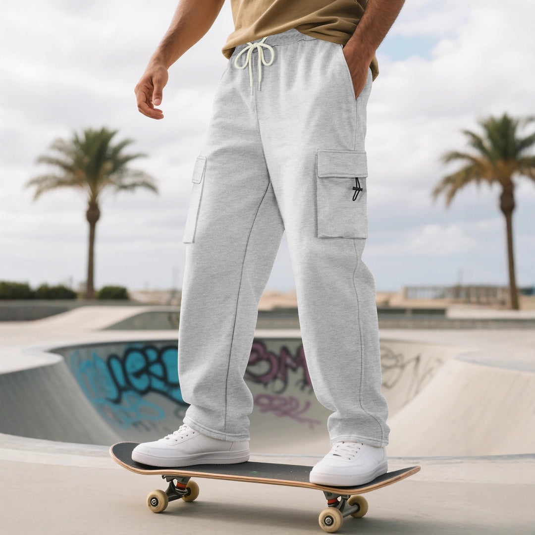 Herren Relaxed-Fit Cargo-Jogginghose mit elastischem Bund, Klapptasche & Tunnelzug EB