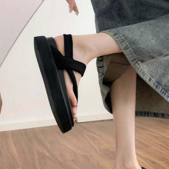Damen komfortable Sandalen mit doppellagigem Riemendesign und rutschfester Sohle EB