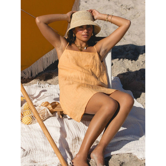 Damen Leichtes Sommerkleid mit Spaghetti-Trägern und fließendem Schnitt EB