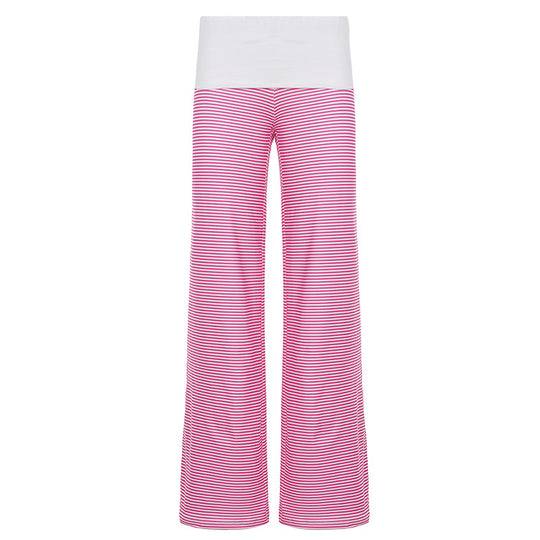 Damen nan Loungehose mit hohem Umschlagbund weitem Bein und feinem Streifenmuster EB