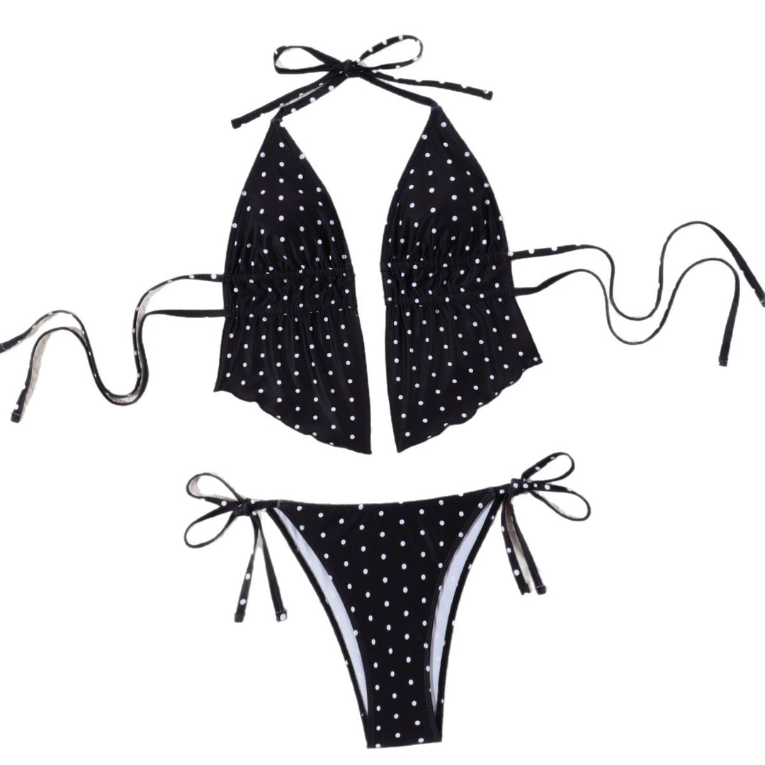 Damen Bikini-Set mit verspieltem Polka-Dot-Muster und verstellbaren Trägern EB